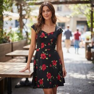 Homrain Rose Floral Print Dress Size Large